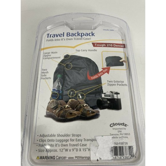 NEW Cloudz Travel Backpack TGS-938720 - Picture 2 of 2